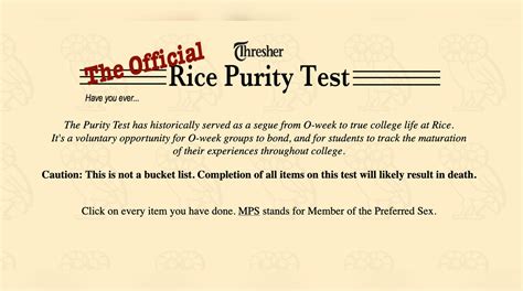 Rice Purity Test